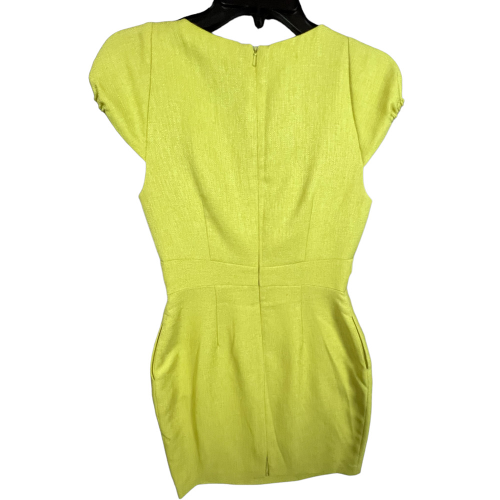 Kay Unger Women's Short Sleeve Dress Sz 4 Mustard Color With Embeleshments Lined - Picture 3 of 9